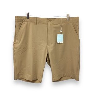 Eubi Mens 9” Weekender Solid Lightweight Air Chinos, Khaki, size XXL